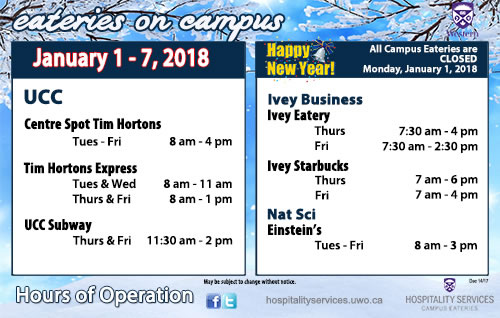 First week of January Hours of Operation